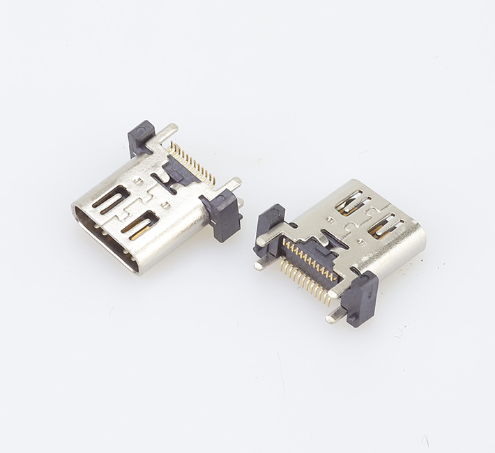 typc-c母座直立式四腳插板立式貼片24PIN L=10