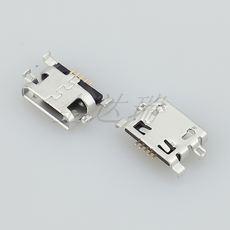 MICRO USB 5P母座沉板1.3四腳插板無卷邊.JPG
